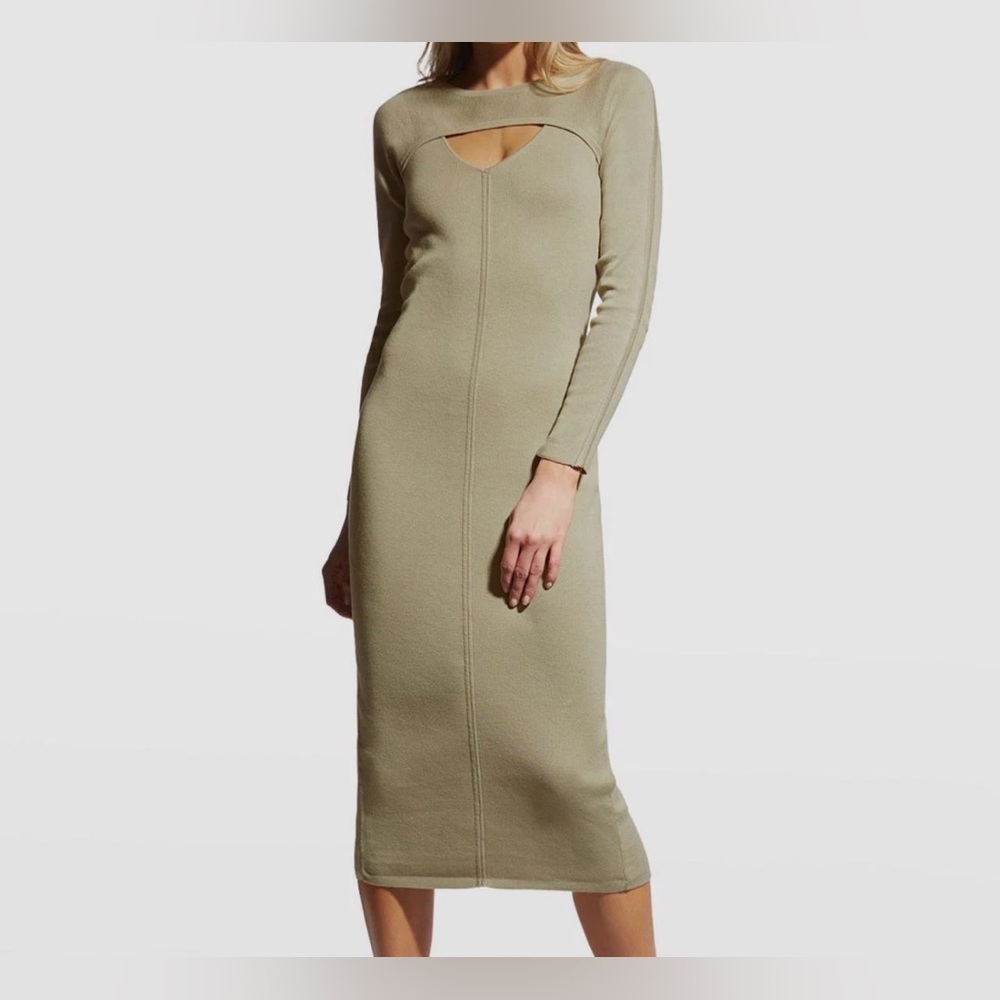 Toccin NWT Women Green V-Neck Shrug Midi Bodycon Tank Dress, Size L